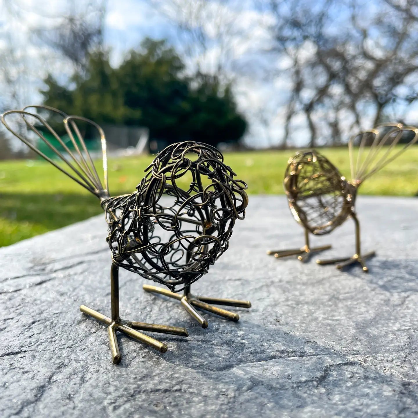 Mini Antique Wrapped Wire Birds (Set of 2)