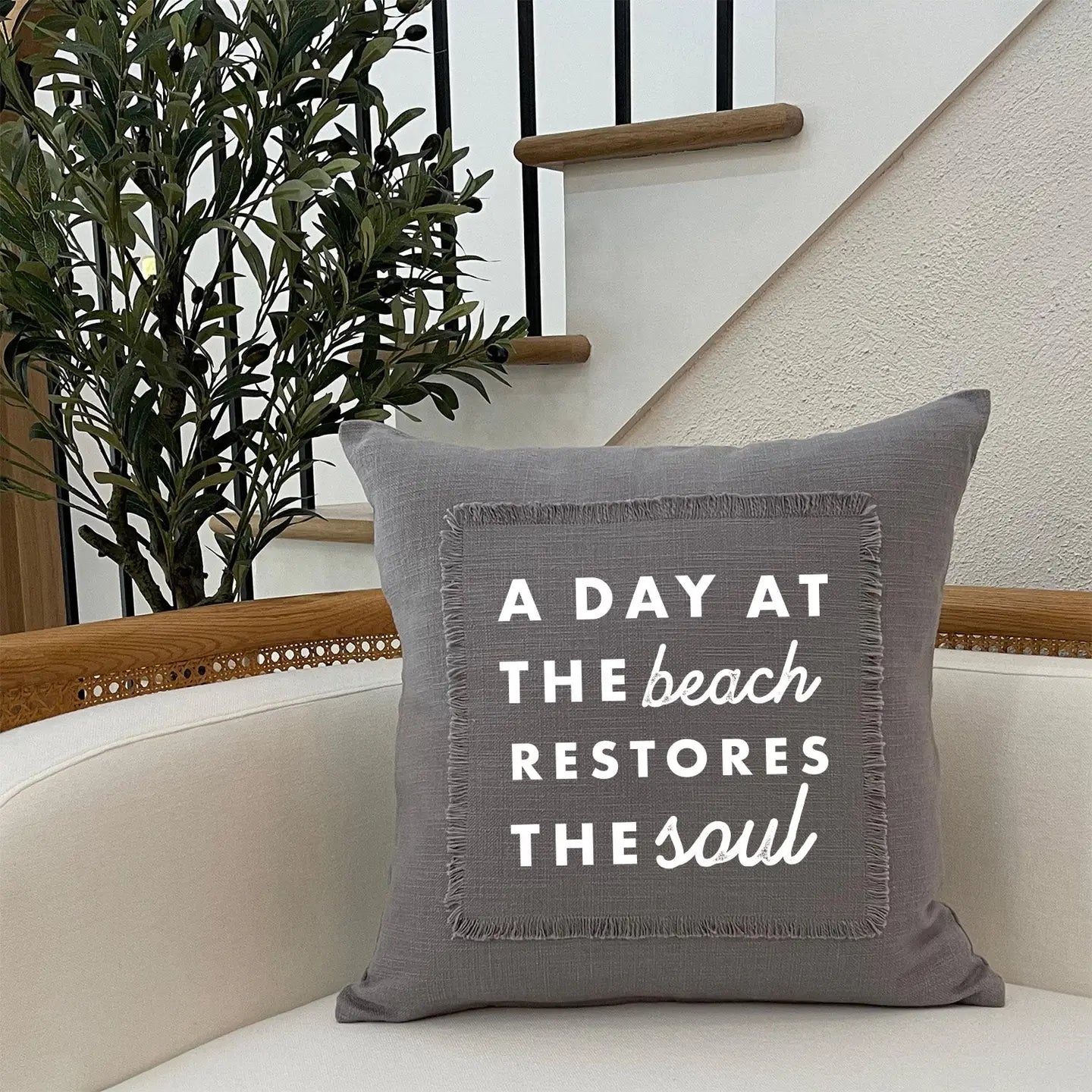 A Day At the Beach Restores the Soul Pillow