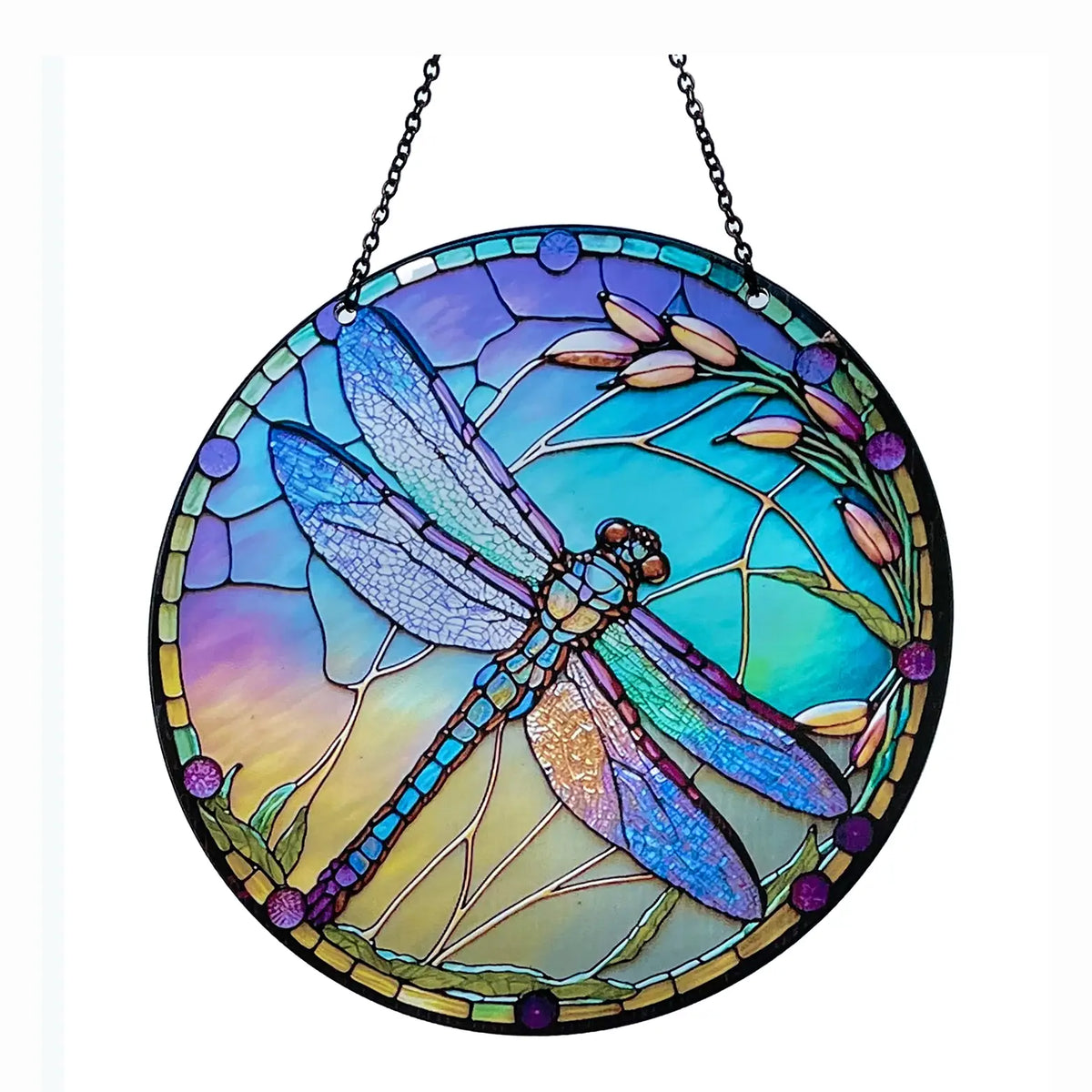 Blue Dragonfly Acrylic Suncatcher with Chain