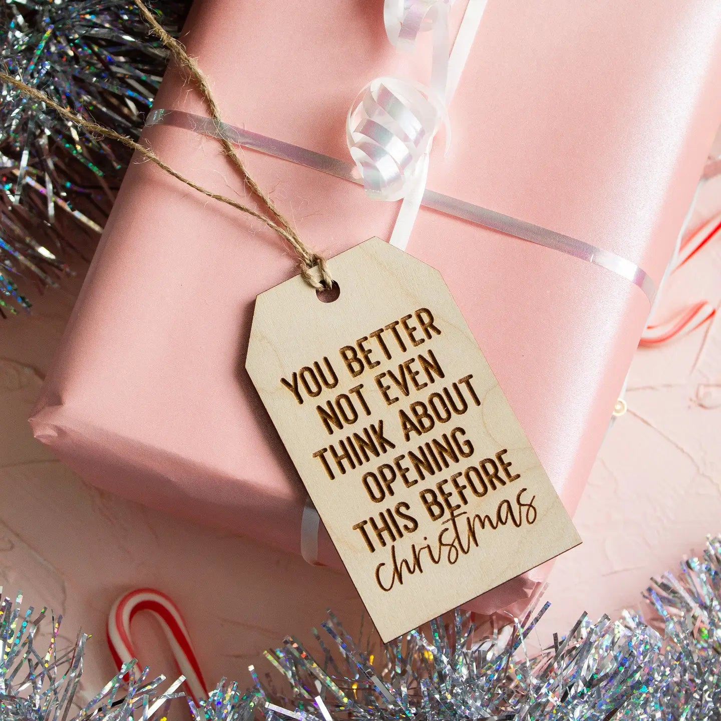 Do Not Open Before Christmas Wooden Gift Tag