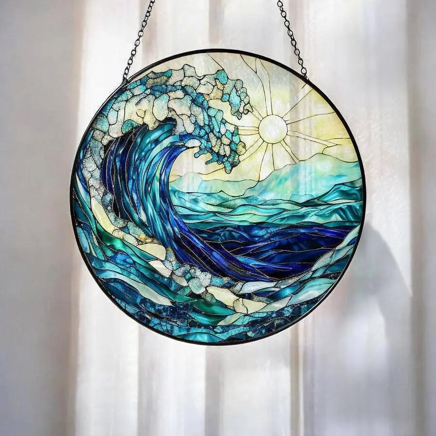 Ocean Waves Stained Glass Suncatcher