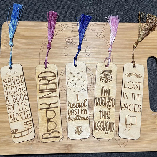 Reading Themed Wooden Book Mark