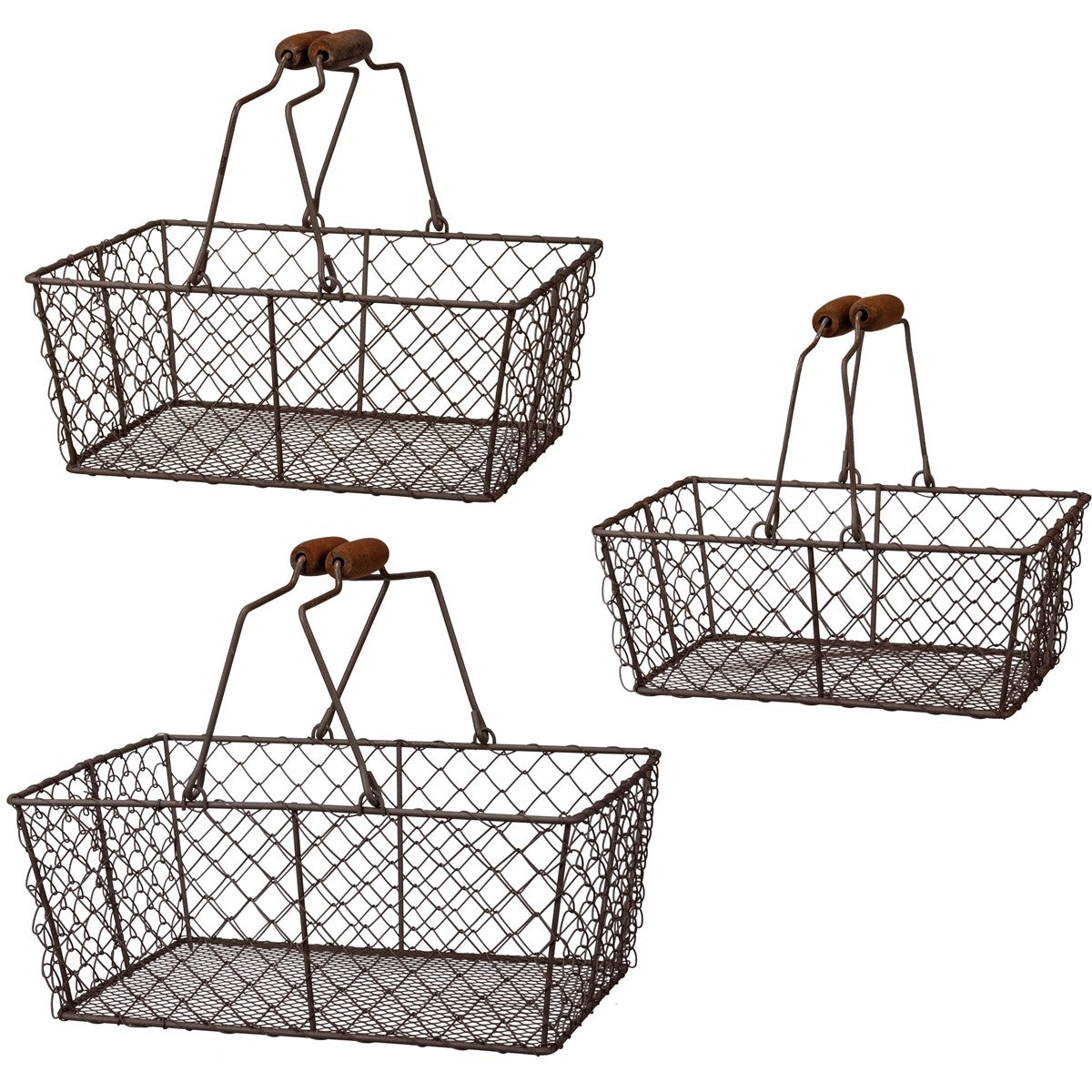 Rectangle Hinged Wire Basket Set