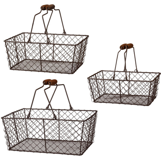 Rectangle Hinged Wire Basket Set