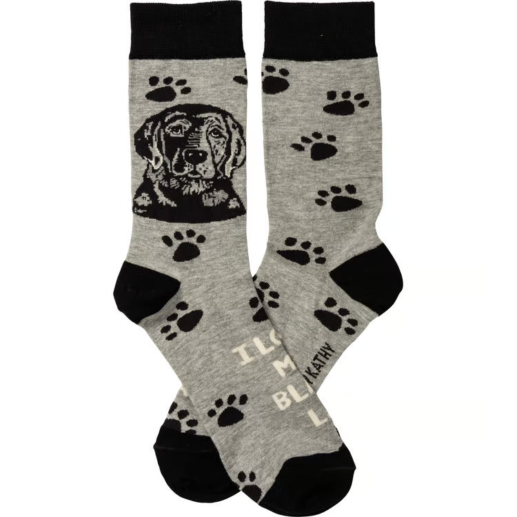 I Love My Black Lab Socks