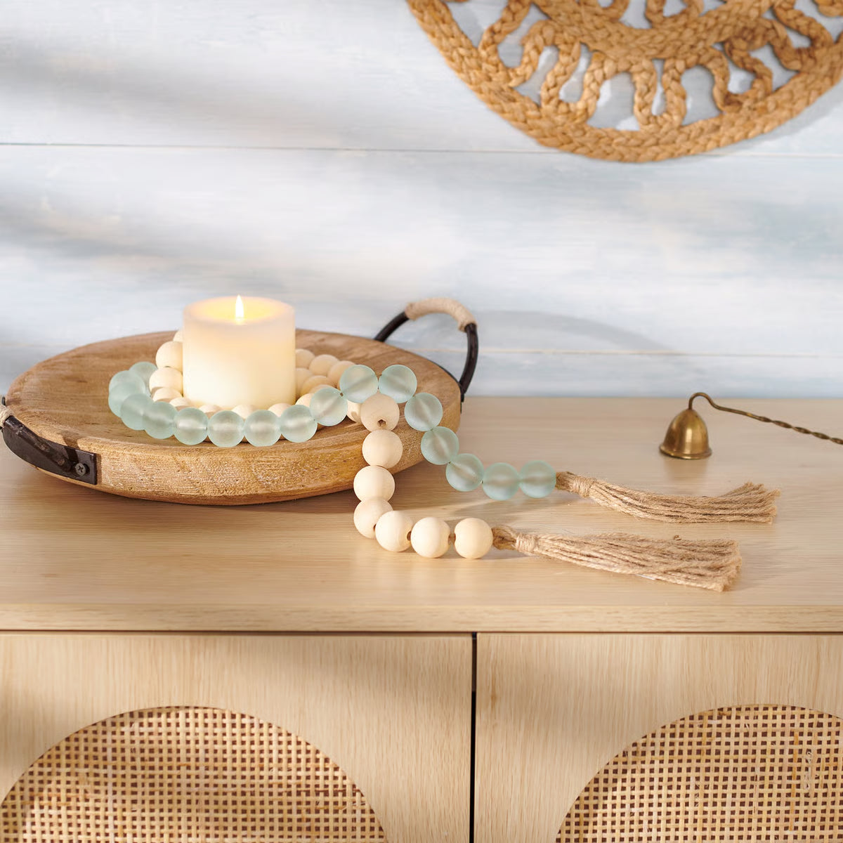 Wood And Sea Glass Garland