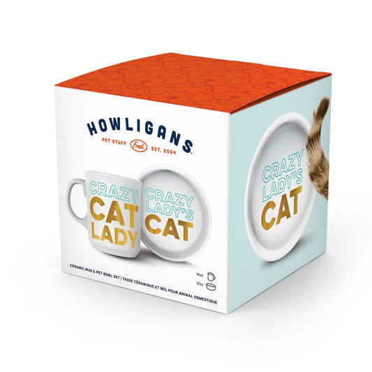 Howligans - Mug + Cat Bowl - Crazy Cat