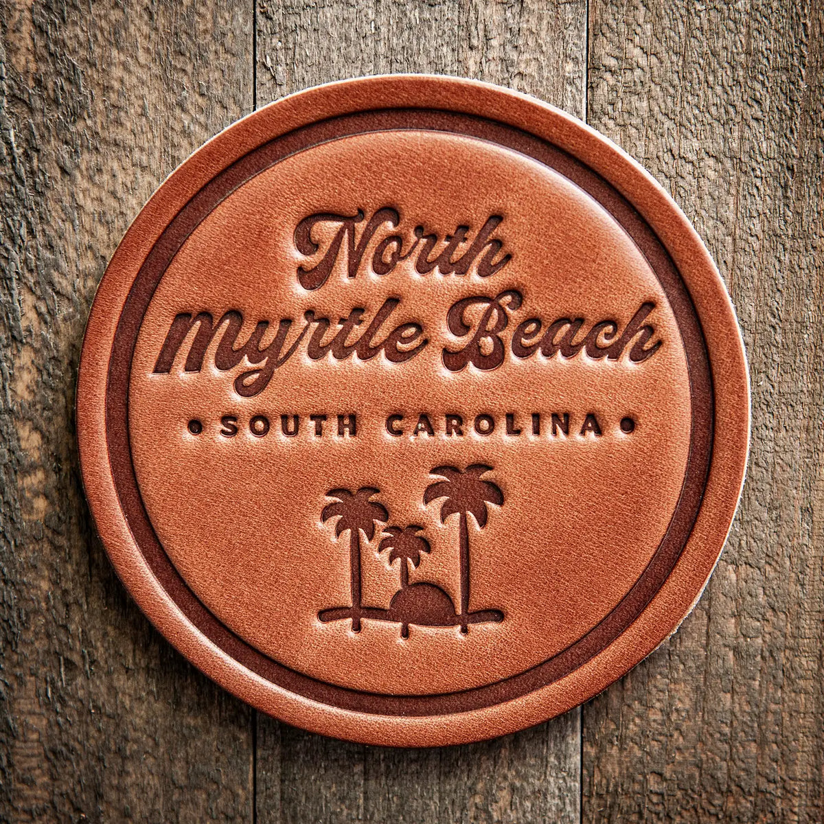 North Myrtle Beach South Carolina Leather Coaster
