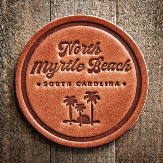 North Myrtle Beach South Carolina Leather Coaster