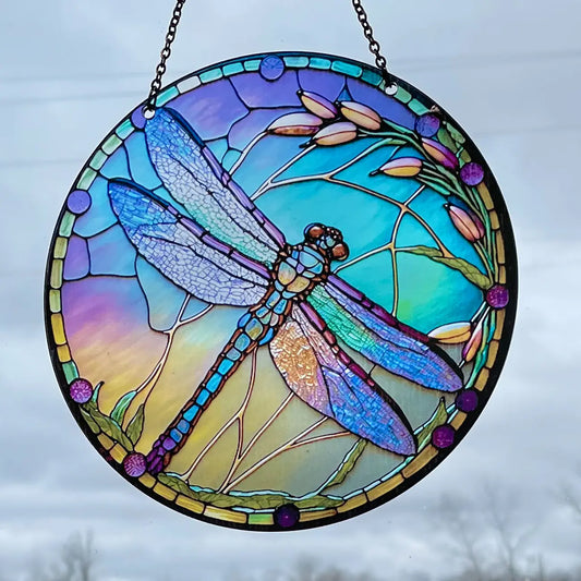 Blue Dragonfly Acrylic Suncatcher with Chain