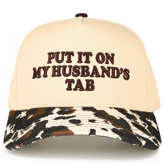 Put It on My Husband's Tab Letter Trucker Hat