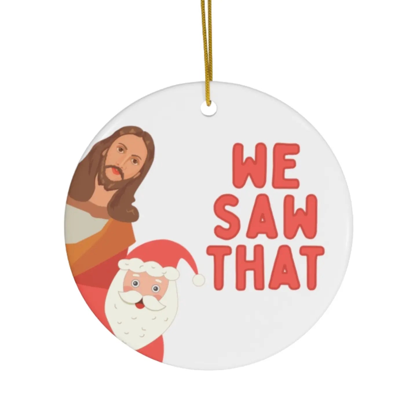 Santa Jesus Christmas Funny Ceramic Ornament