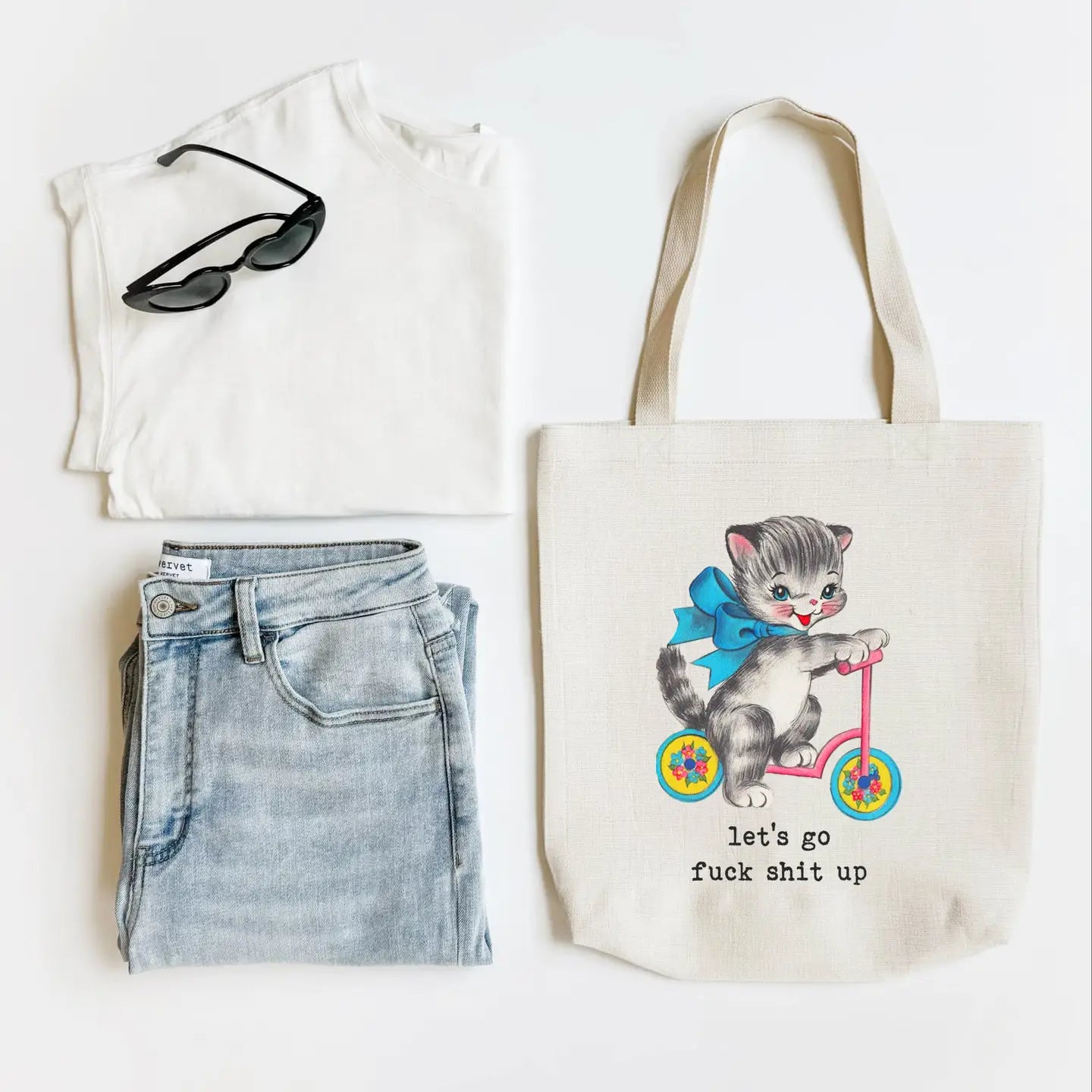 Let's Go Fuck Shit Up Funny Tote Bag