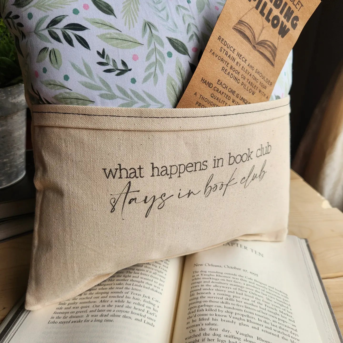 What Happens at Book Club Reading Pillow