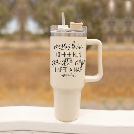 #MomLife Tumbler with Handle