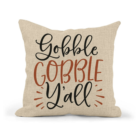 Gobble Gobble Ya'll Thanksgiving Fall Throw Pillow