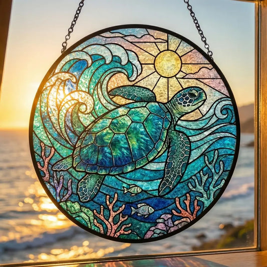 Sea Turtle Stained Glass Suncatcher