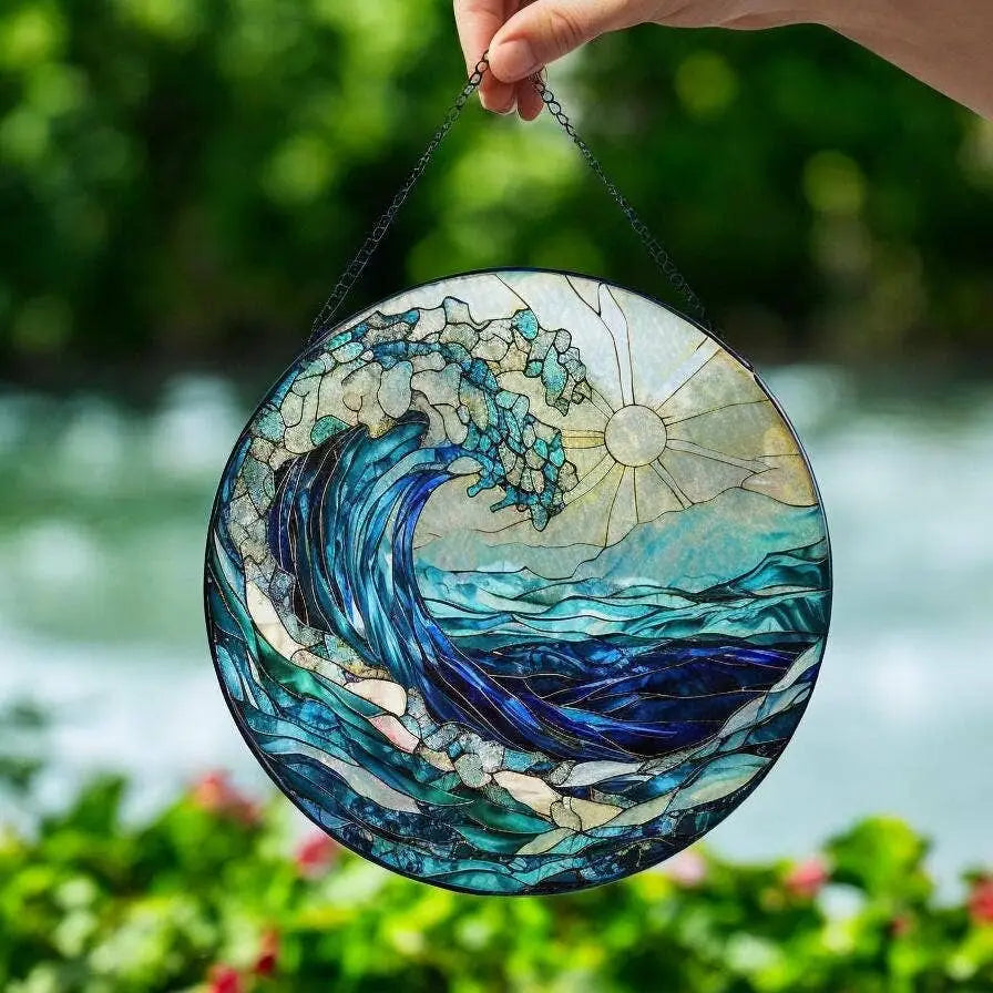 Ocean Waves Stained Glass Suncatcher