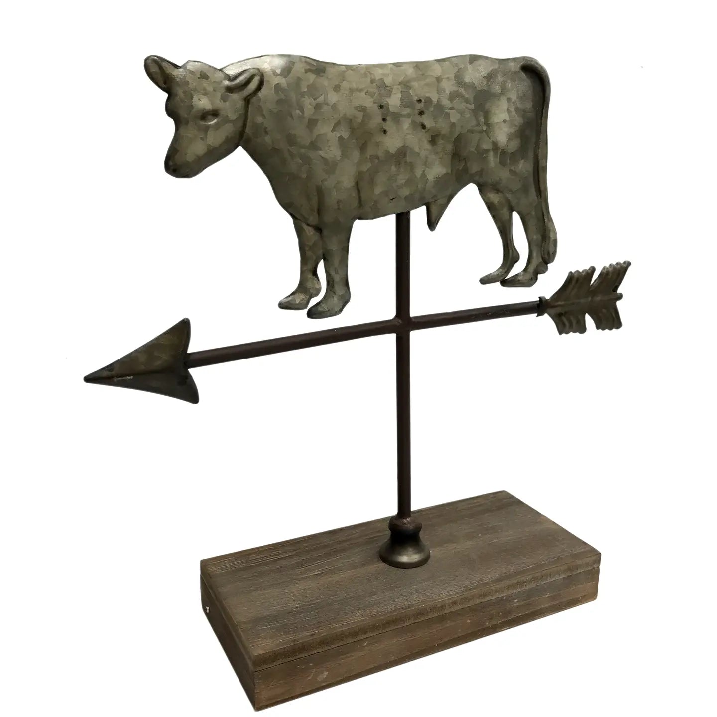 Cow Weathervane Figure On Wood Stand