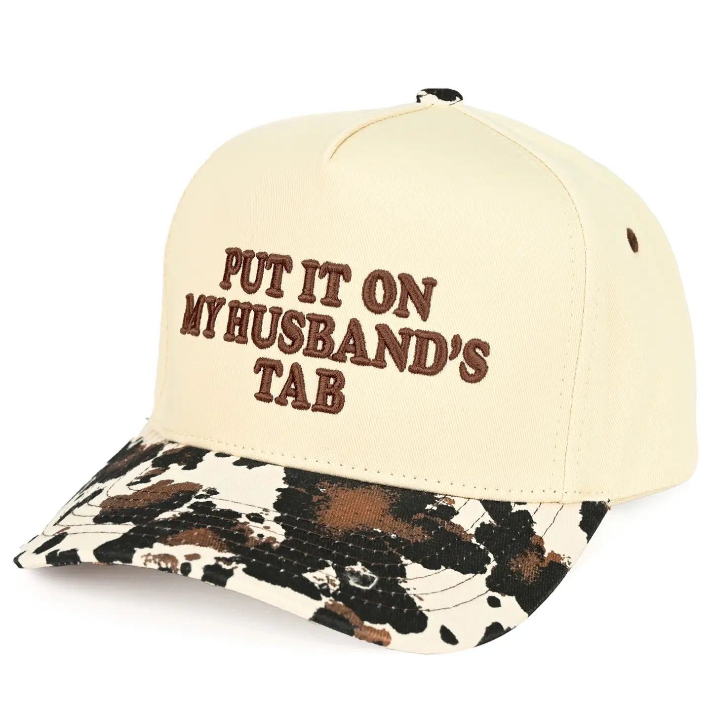 Put It on My Husband's Tab Letter Trucker Hat