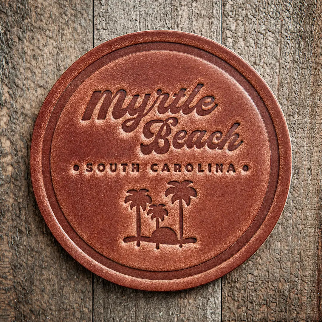 Myrtle Beach South Carolina Leather Coaster