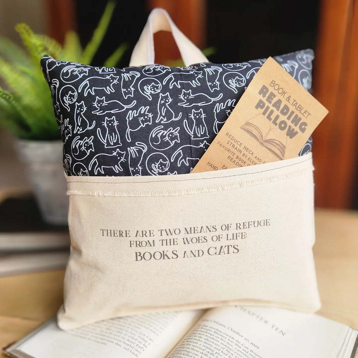 Books and Cats Reading Pillow