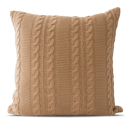 Luna Cable Knit Cotton Pillow - Beige