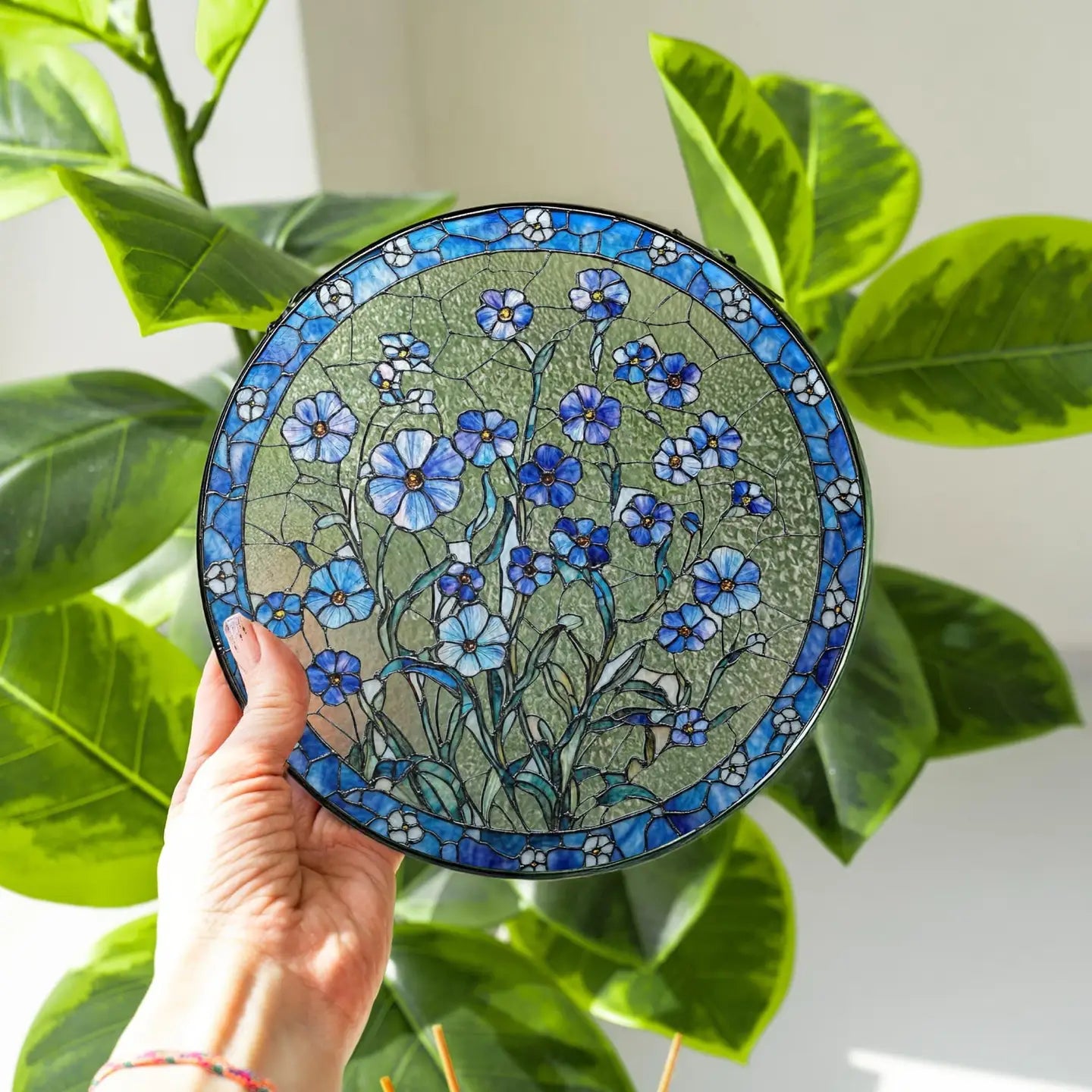 Forget Me Not Stained Glass Suncatcher