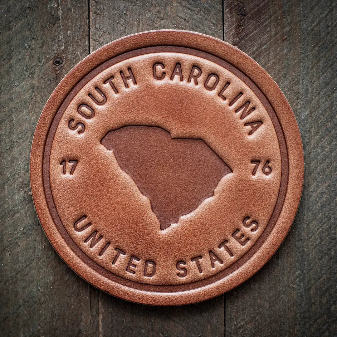 South Carolina State Silhouette Leather Coaster