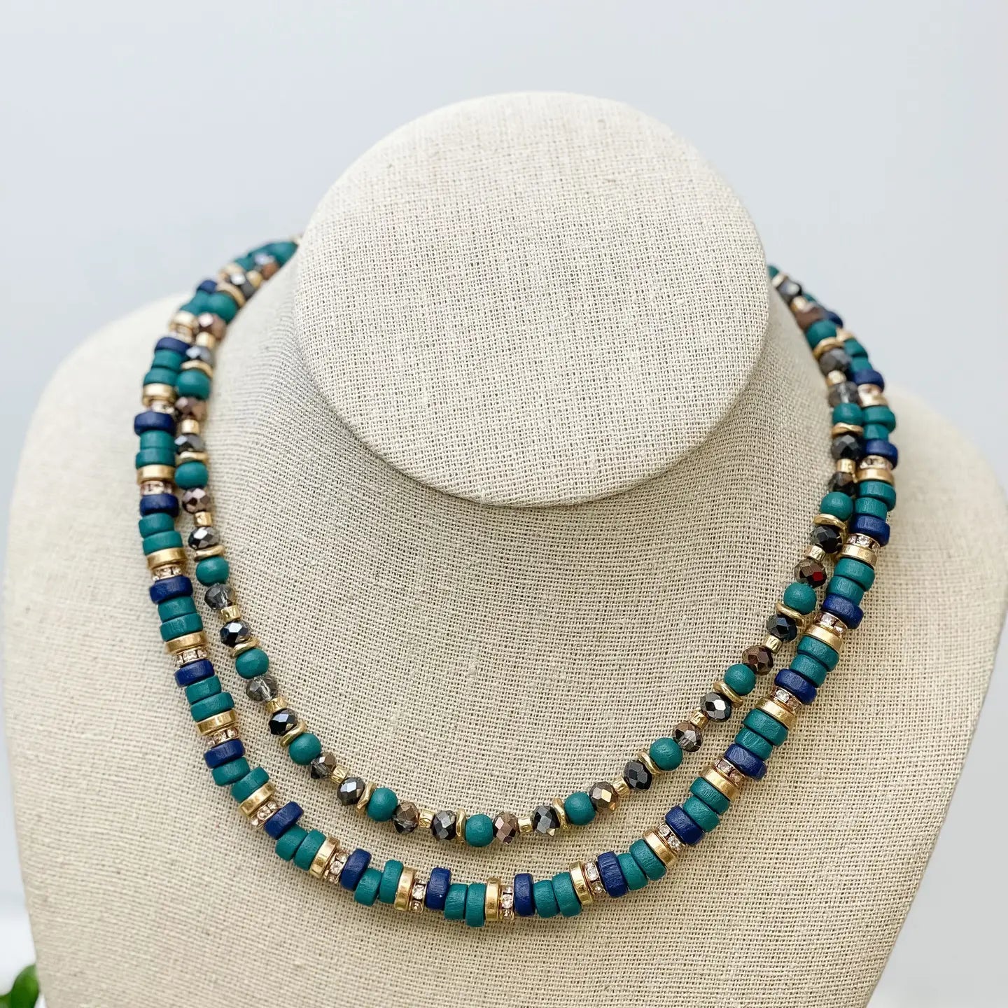 Seaside Dual Strand Beaded Necklace