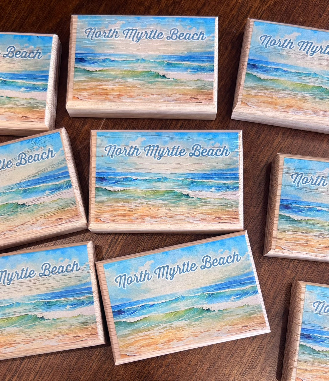 Myrtle Beach Watercolor Wood Magnet