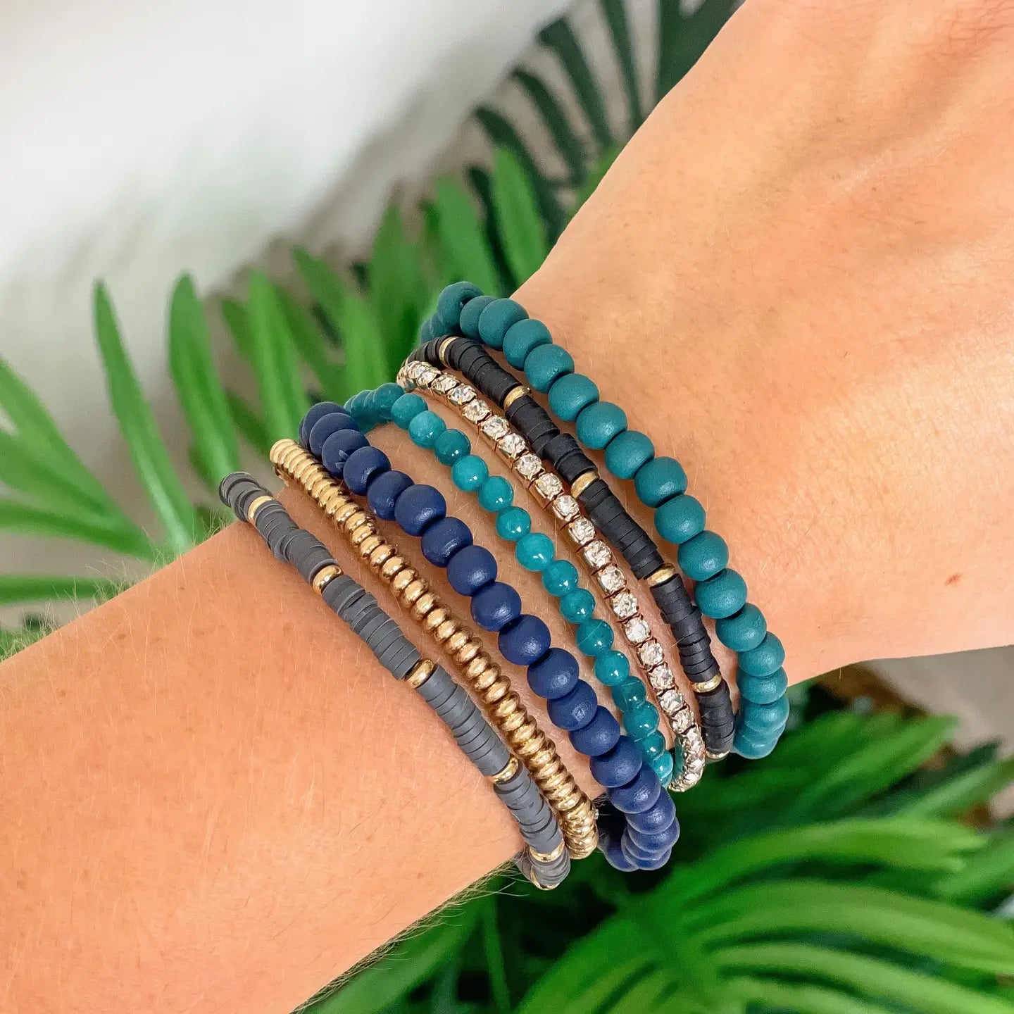 Seaside Beaded Stretch Bracelet Stack