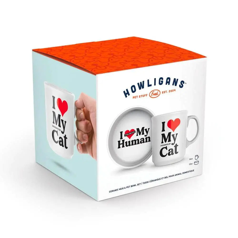 Howligans - Mug + Cat Bowl - Heart Cat