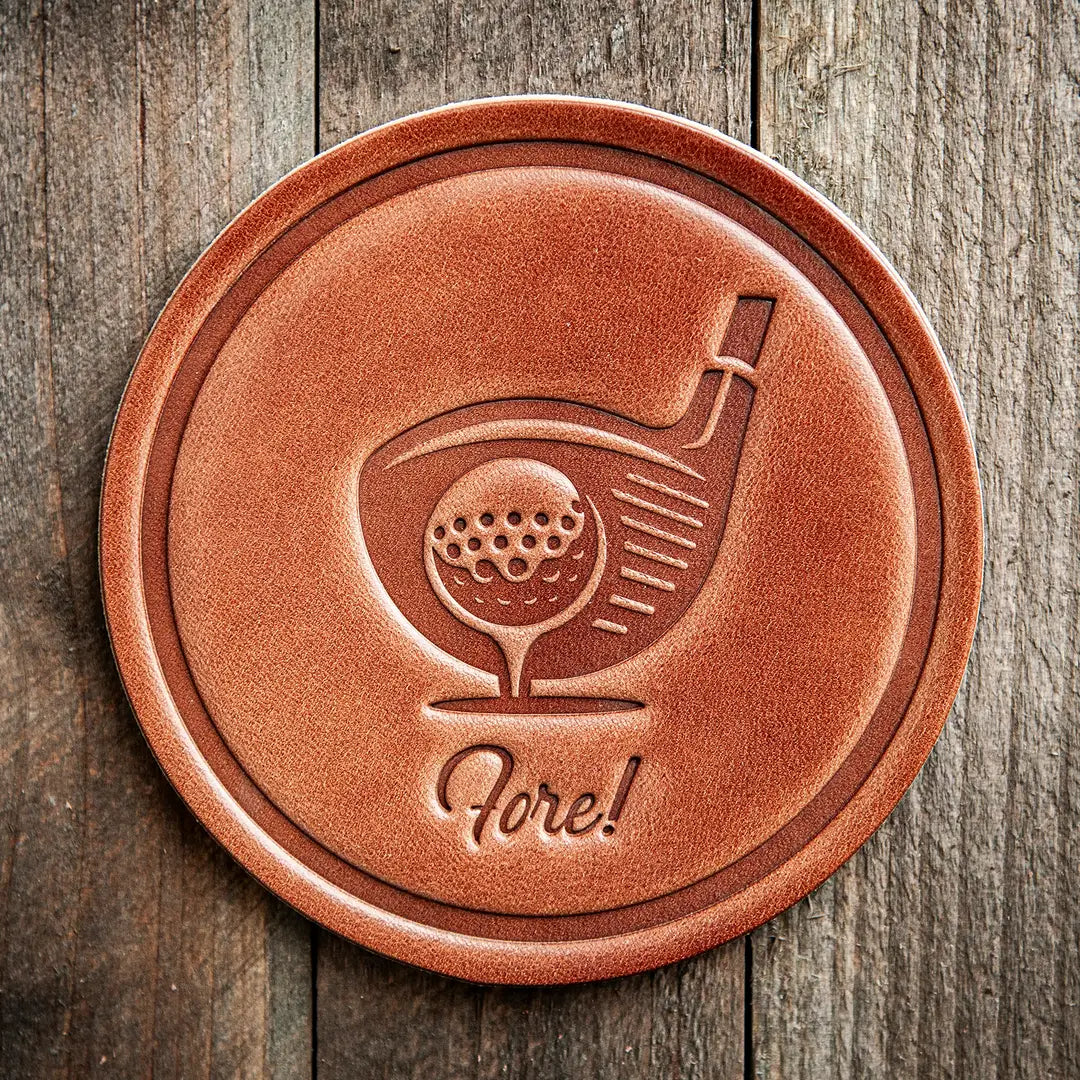 Fore! Golf Leather Coaster