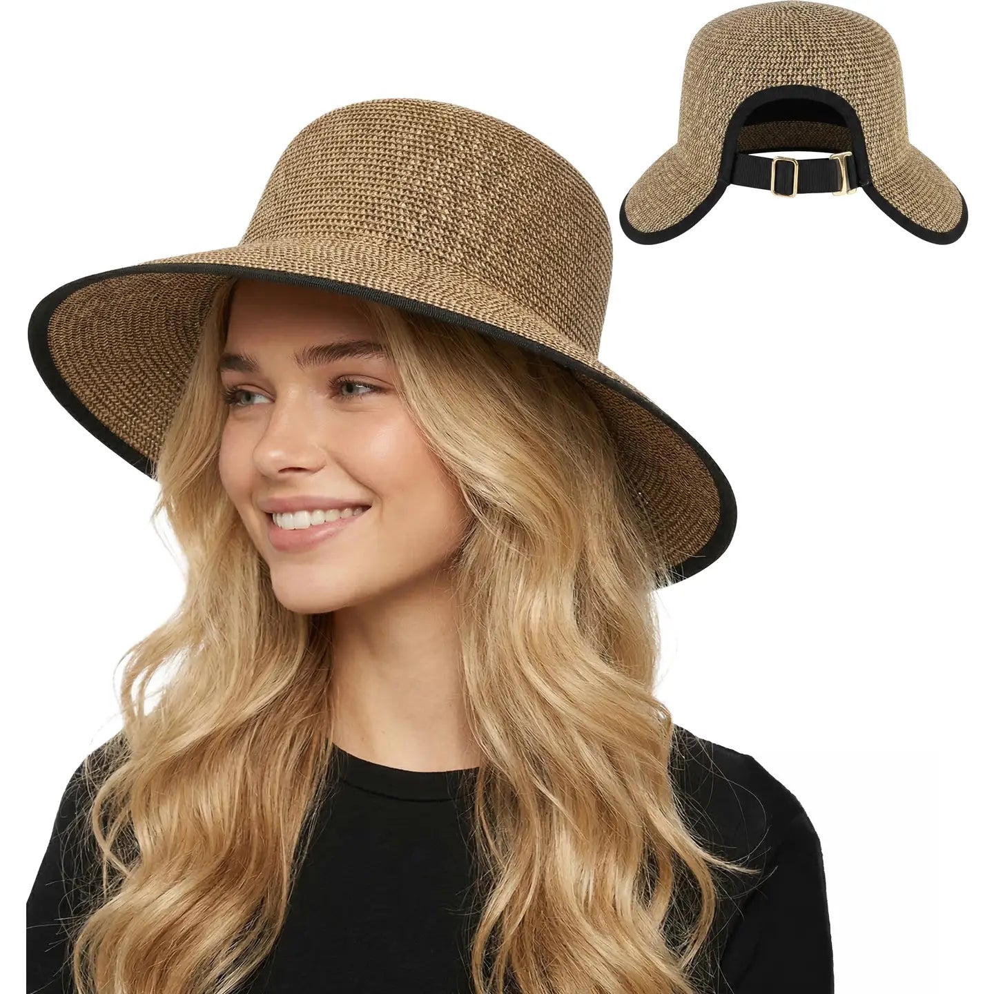 Split Back Ponytail Wide Brim Sun Hat