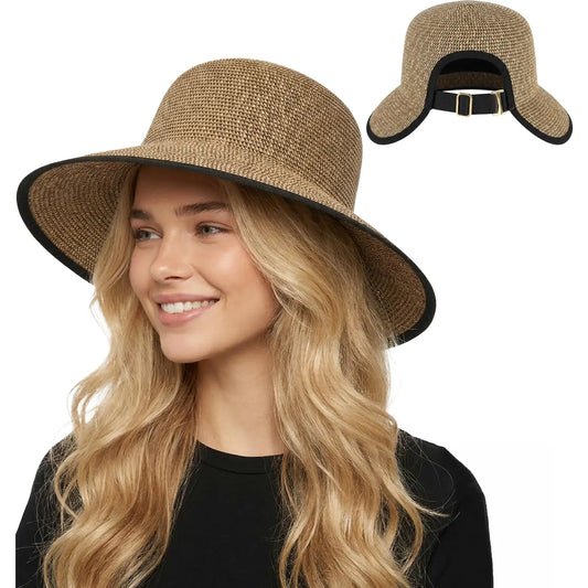 Split Back Ponytail Wide Brim Sun Hat