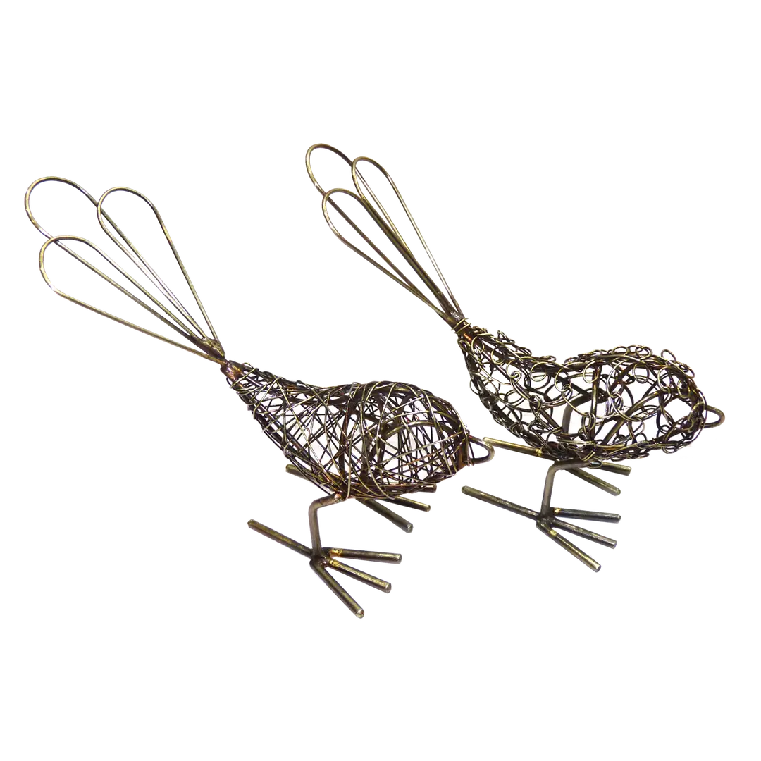 Mini Antique Wrapped Wire Birds (Set of 2)