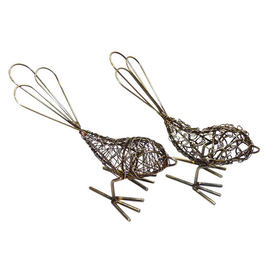 Mini Antique Wrapped Wire Birds (Set of 2)