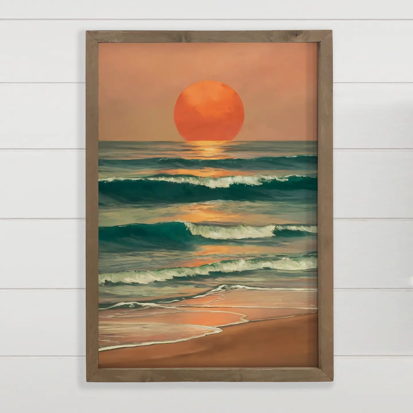 Bronze Beach Sunset Waves Wall Art