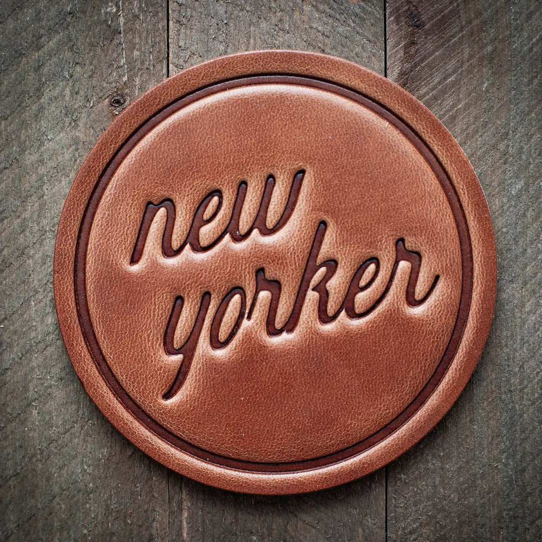 New Yorker Leather Coaster