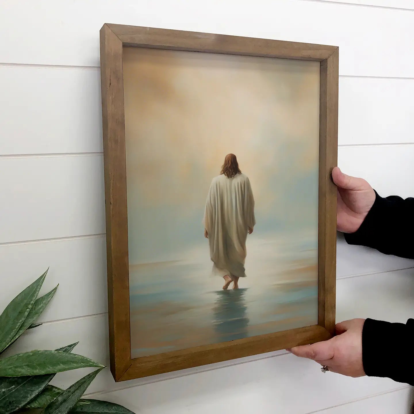Jesus Christ Walking on Water Framed Canvas Art