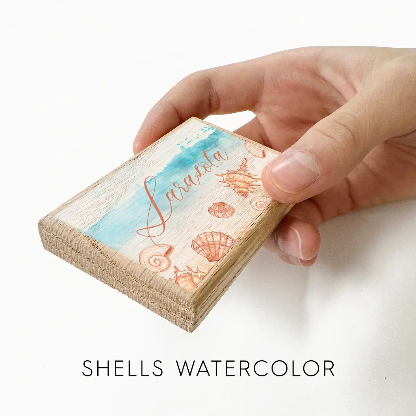 North Myrtle Beach Watercolor Wood Magnet - Shells