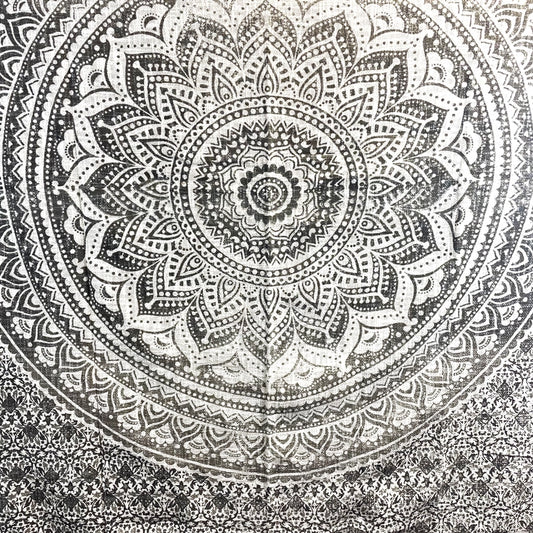 Mandala Tapestry/Throw/Beach Blanket - Grey