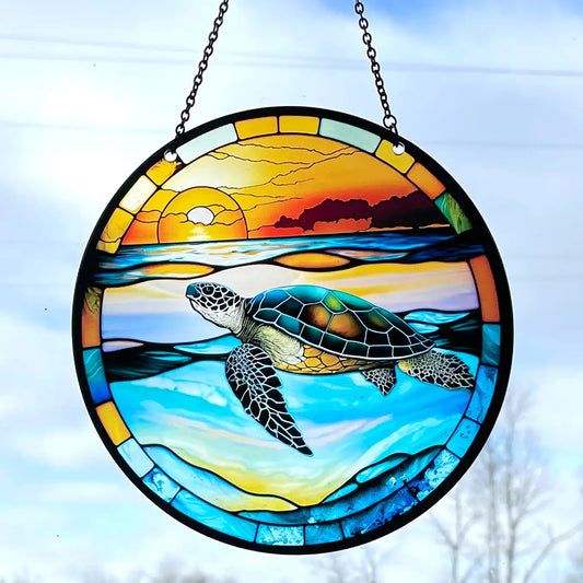 Sea Turtle Acrylic Suncatcher with Chain