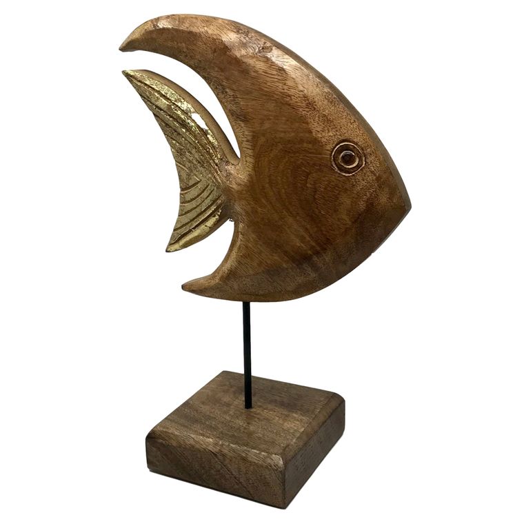 "Fish Tales" Agnes Angelfish Carved Wood Figure on Stand