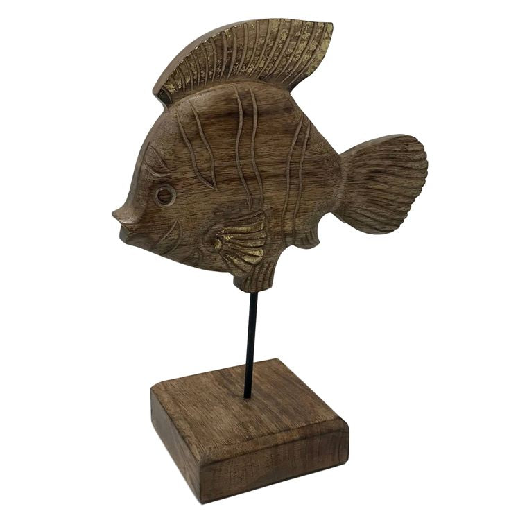 "Fish Tales" Cloe Clown Fish Carved Wood Figure on Stand